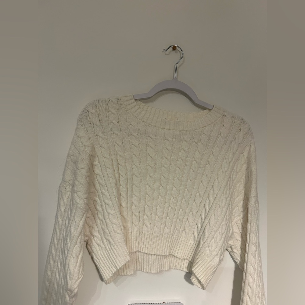 Altar'd State Ivory Cable Knit Sweater